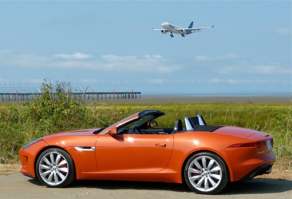 Aircraft usually grab all the attention, but the new Jaguar F-Type proves a worthy adversary. Photo: Tony Whitney