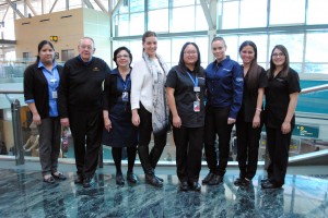 (Left to right) Liezel Trinidad, ICE Currency Exchange; Larry Tindale, PGA Tour Shop; Maureen Paul, Mountain Style; Sarah Thomson, Vancouver Airport Dental Centre; Shirley Jen, Hudson’s Bay Company Trading Post; Georgia Belfi, Sunglass Hut; Inday Dimabayao, Absolute Spa at YVR; Emily Galvani, Absolute Spa at YVR.