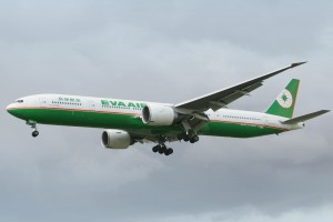 Taiwanese airline EVA Air's long-haul flagship, the Boeing 777-300ER.