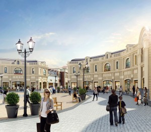 Artist rendering of the Sea Island Luxury Outlet Centre Piazza.