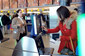 International passengers clear the border with YVR's next-generation BorderXpress Automative Passport Control (APC) kiosks.