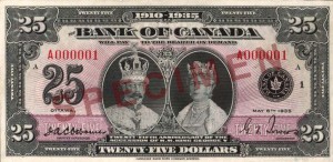 The $25 Canadian banknote issued in 1935 was a special commemorative issue marking the Silver Jubilee of the reign of King George V.
