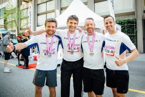 (L to R) Jean-Noel Ault, vice president and general manager, AIR FRANCE KLM Canada; Floris Sjer, market manager Western Canada, AIR FRANCE KLM Canada; Steven Larkin, director of sales, Delta Canada; Drew Pankrath, manager, customer care, guest relations, Vancouver Airport Authority 