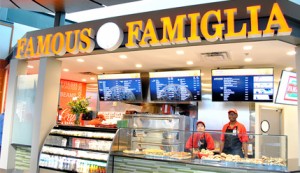 Famous Famiglia Pizzeria is located after security, Gate D67, International Terminal.